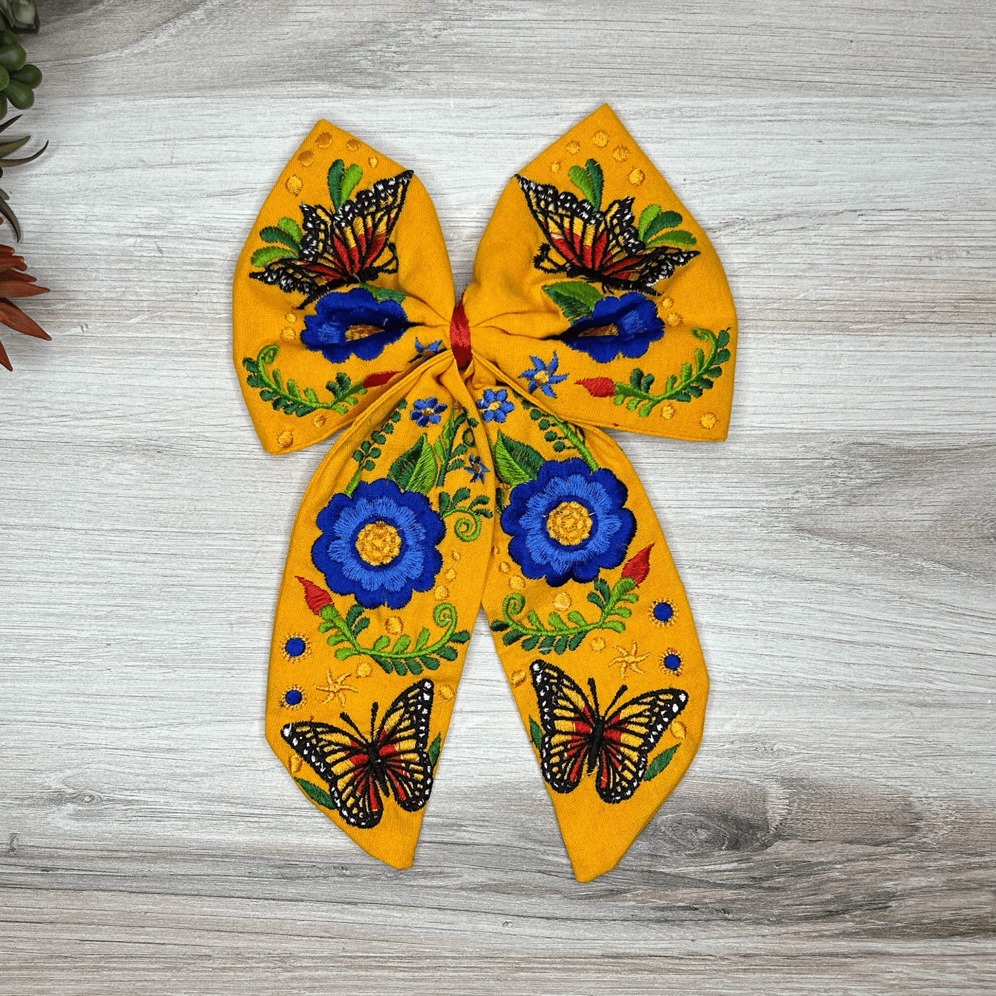 Mexican Embroidered Hair Bow - Butterfly Mexican Embroidered Hair Bow - Butterfly