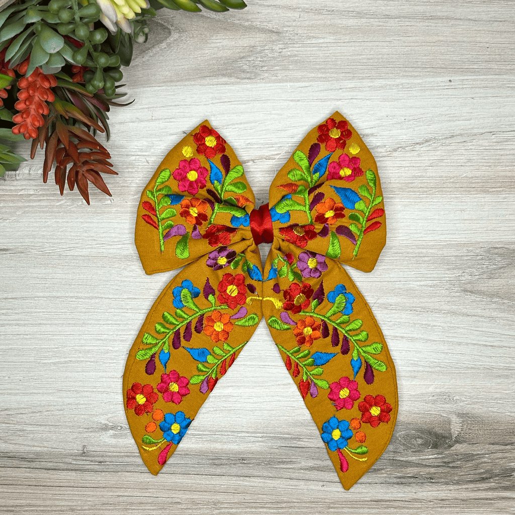 Mexican Embroidered Hair Bow - Daisy Mexican Embroidered Hair Bow - Daisy