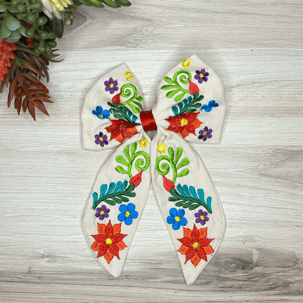 Mexican Embroidered Hair Bow - Daisy Mexican Embroidered Hair Bow - Daisy