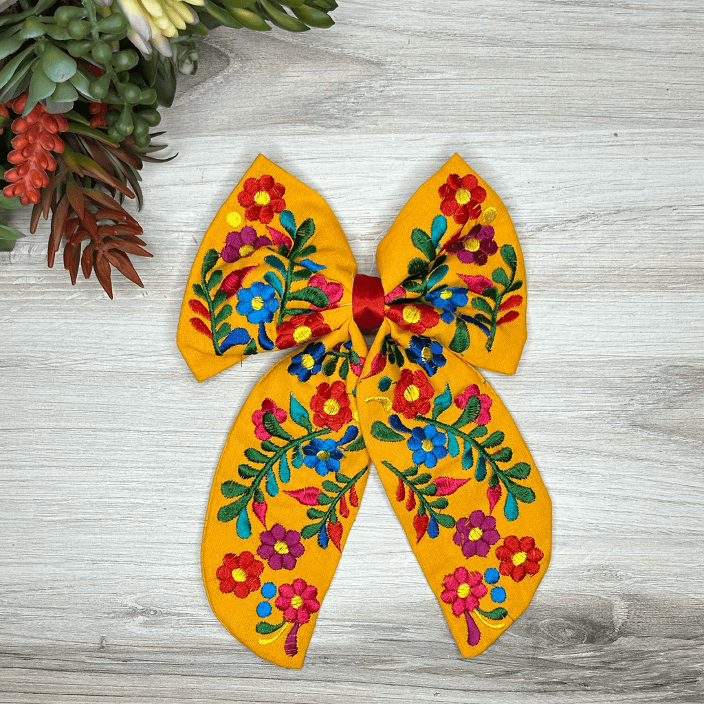 Mexican Embroidered Hair Bow - Daisy Mexican Embroidered Hair Bow - Daisy