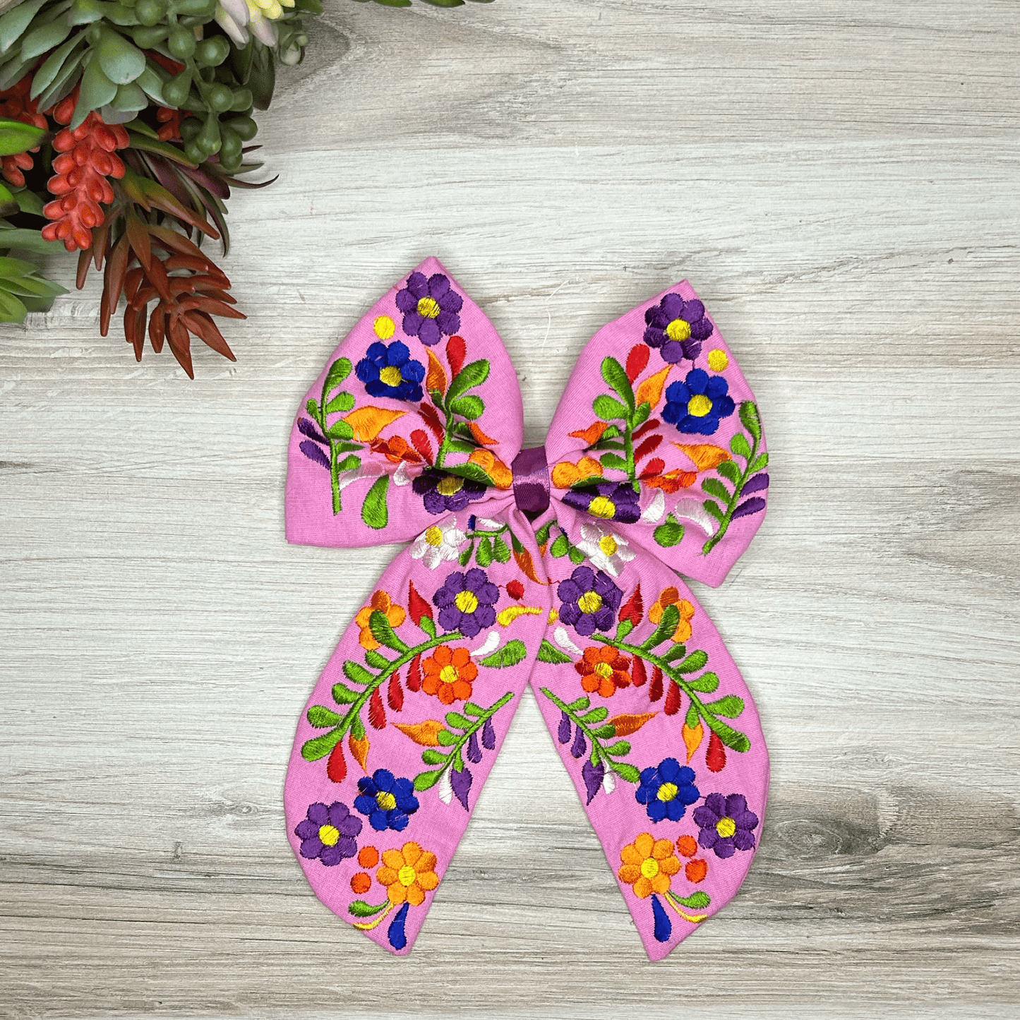 Mexican Embroidered Hair Bow - Daisy Mexican Embroidered Hair Bow - Daisy