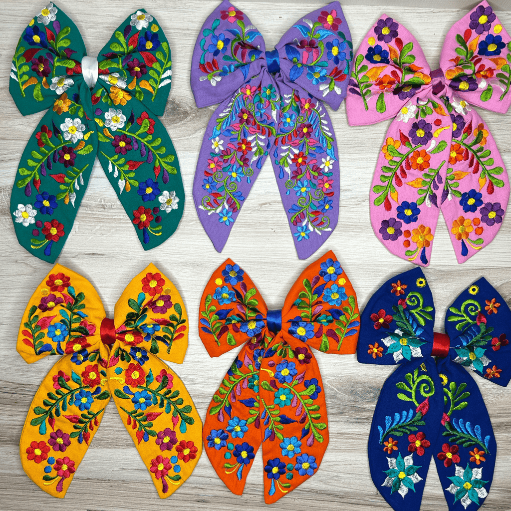 Mexican Embroidered Hair Bow - Daisy Mexican Embroidered Hair Bow - Daisy
