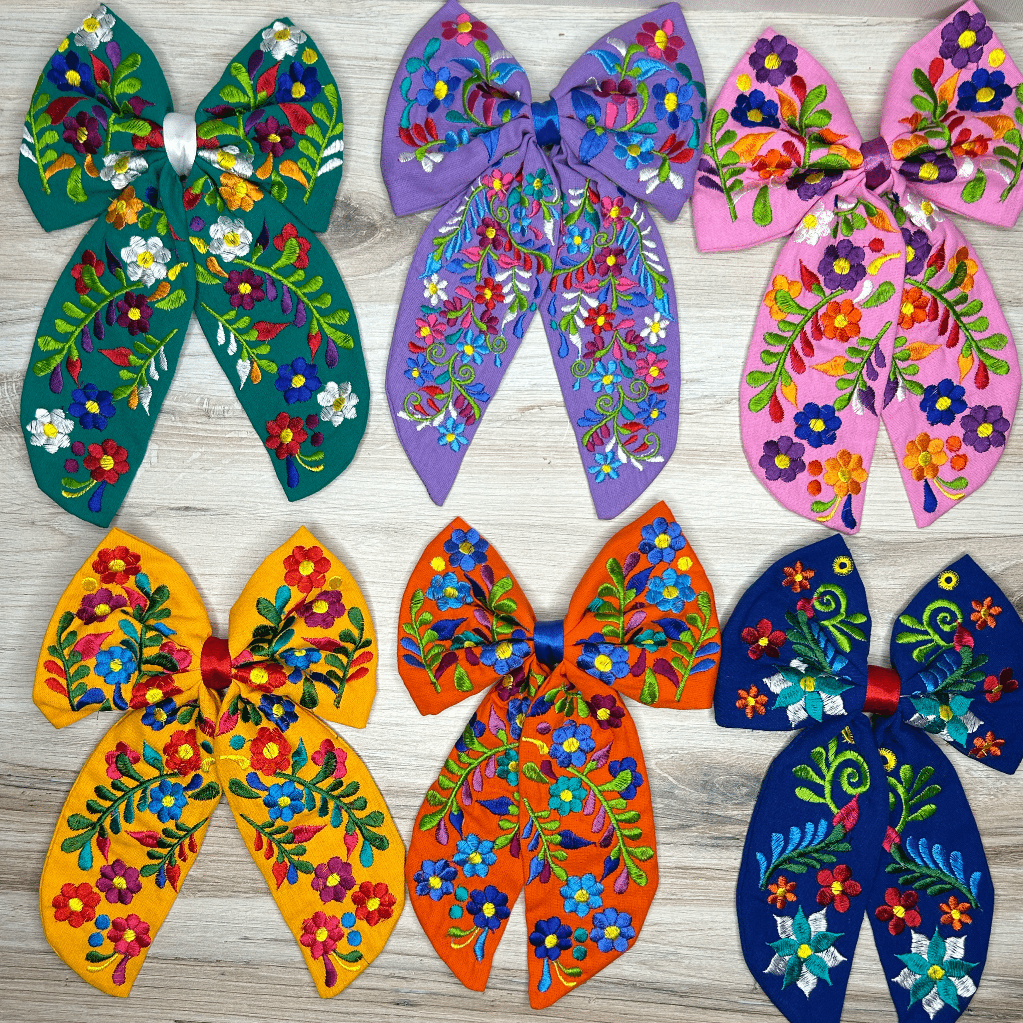 Mexican Embroidered Hair Bow - Daisy Mexican Embroidered Hair Bow - Daisy