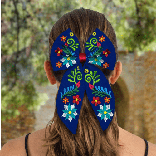 Mexican Embroidered Hair Bow - Daisy Mexican Embroidered Hair Bow - Daisy