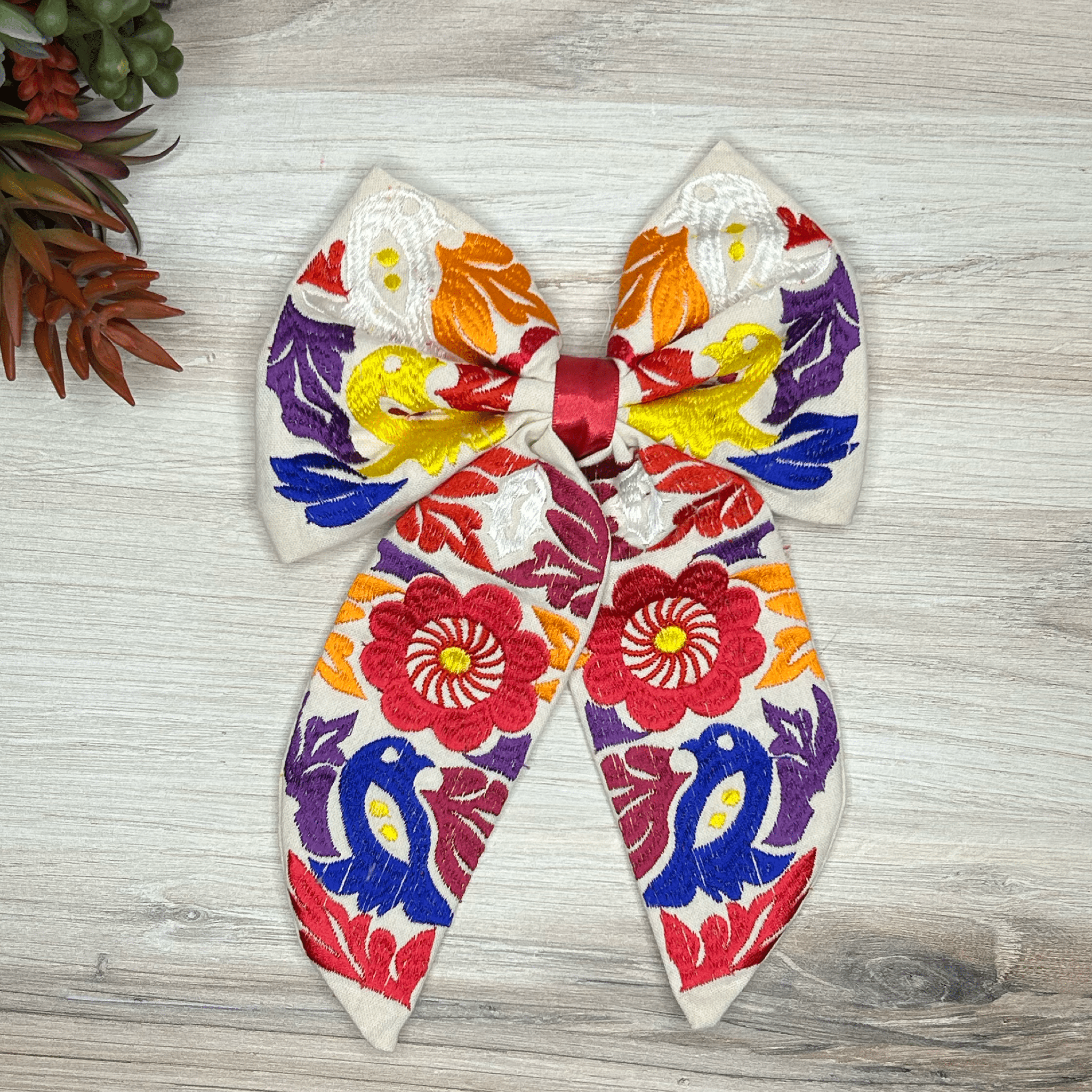 Mexican Embroidered Hair Bow - Jalapa Mexican Embroidered Hair Bow - Jalapa