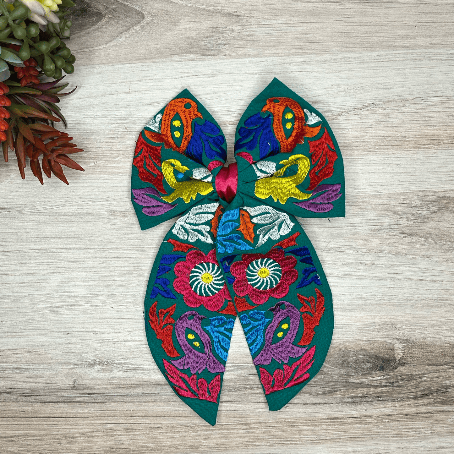 Mexican Embroidered Hair Bow - Jalapa Mexican Embroidered Hair Bow - Jalapa