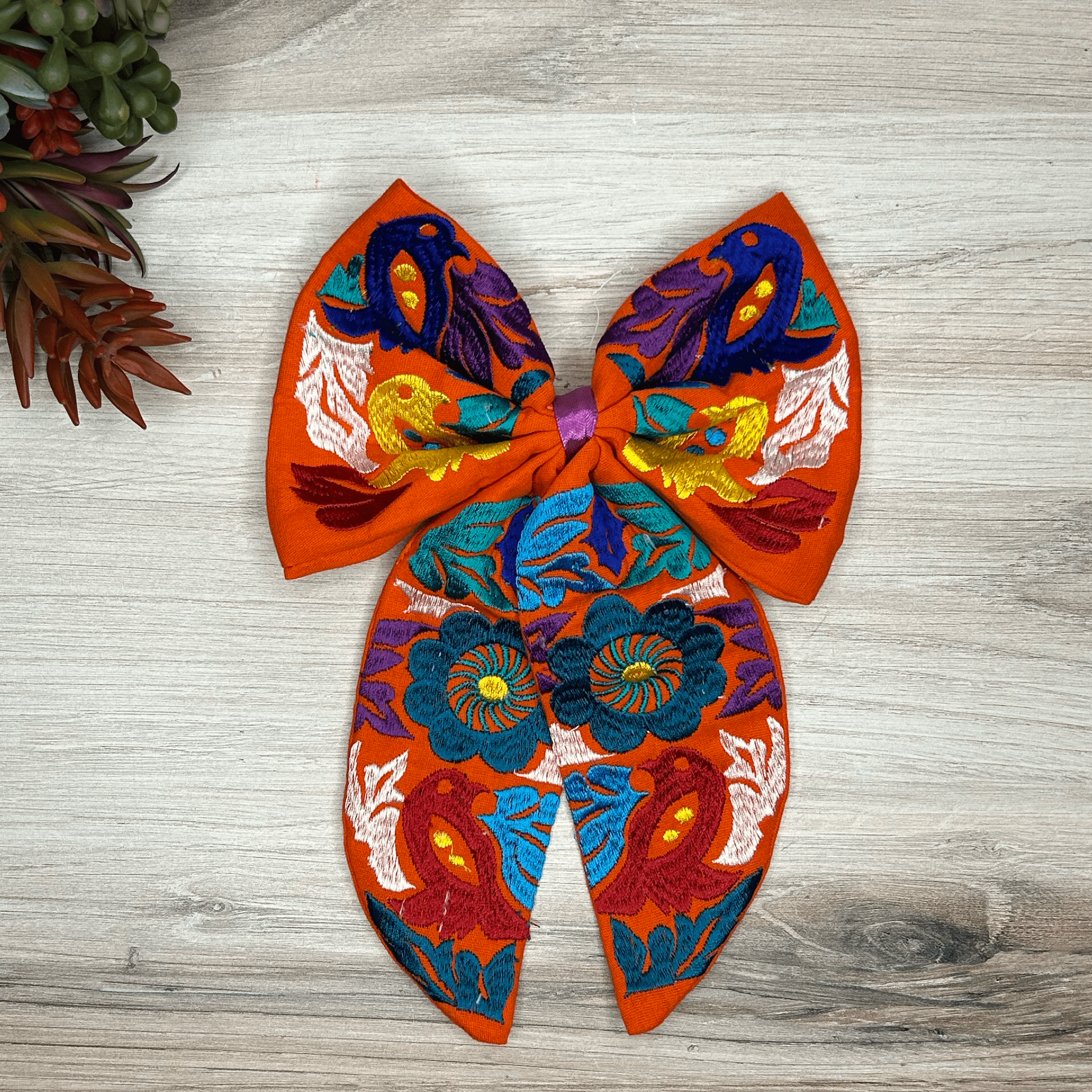 Mexican Embroidered Hair Bow - Jalapa Mexican Embroidered Hair Bow - Jalapa