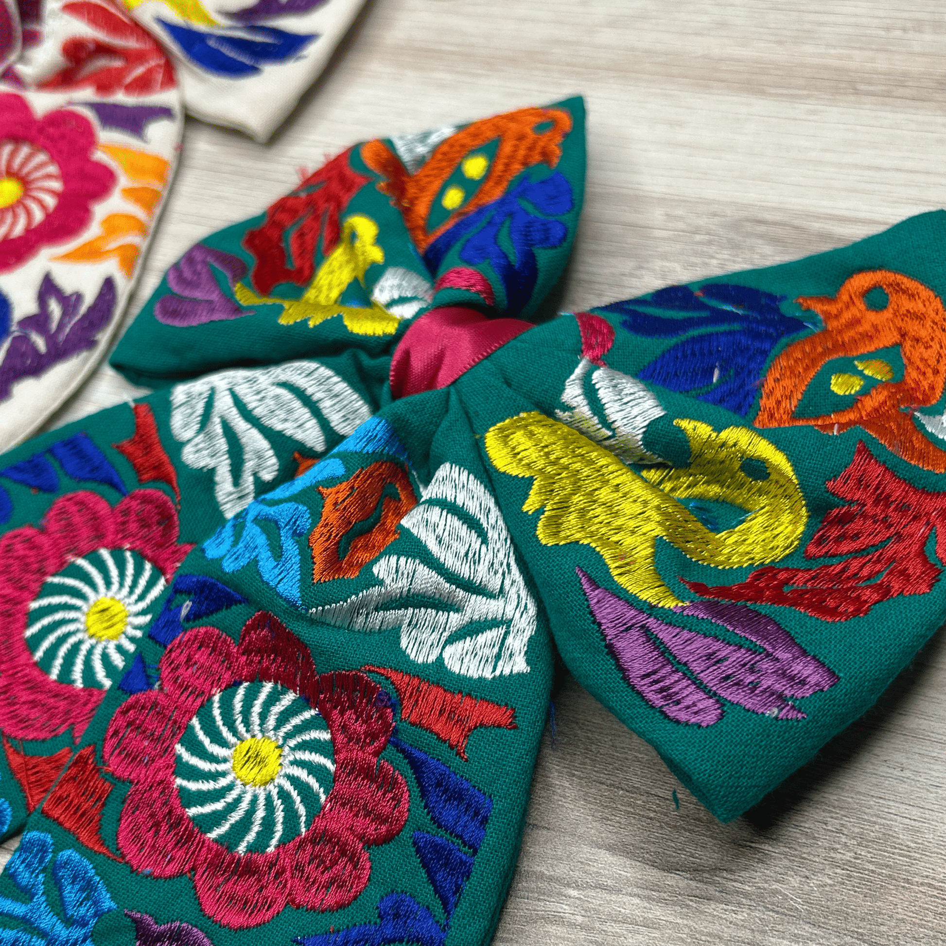 Mexican Embroidered Hair Bow - Jalapa Mexican Embroidered Hair Bow - Jalapa