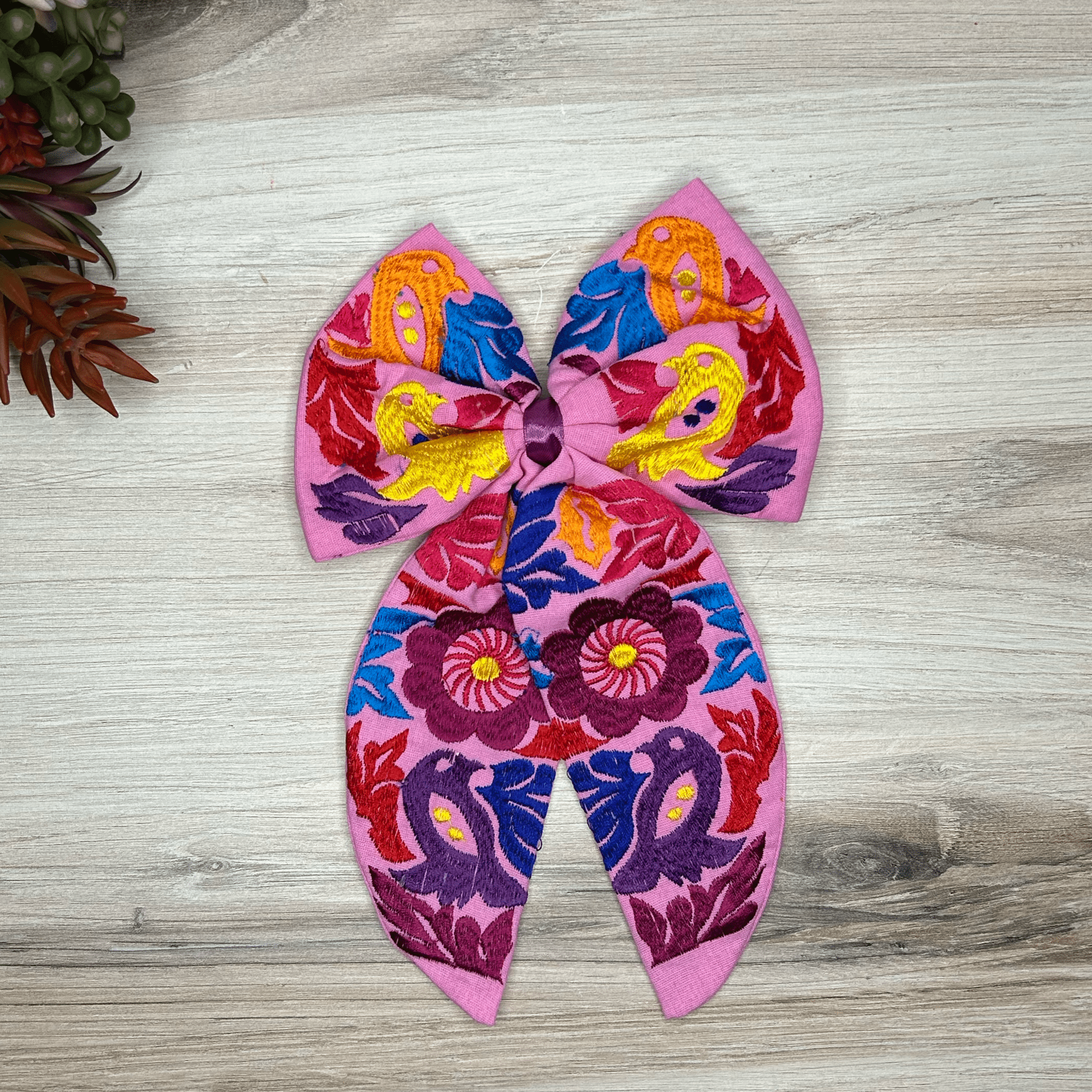 Mexican Embroidered Hair Bow - Jalapa Mexican Embroidered Hair Bow - Jalapa