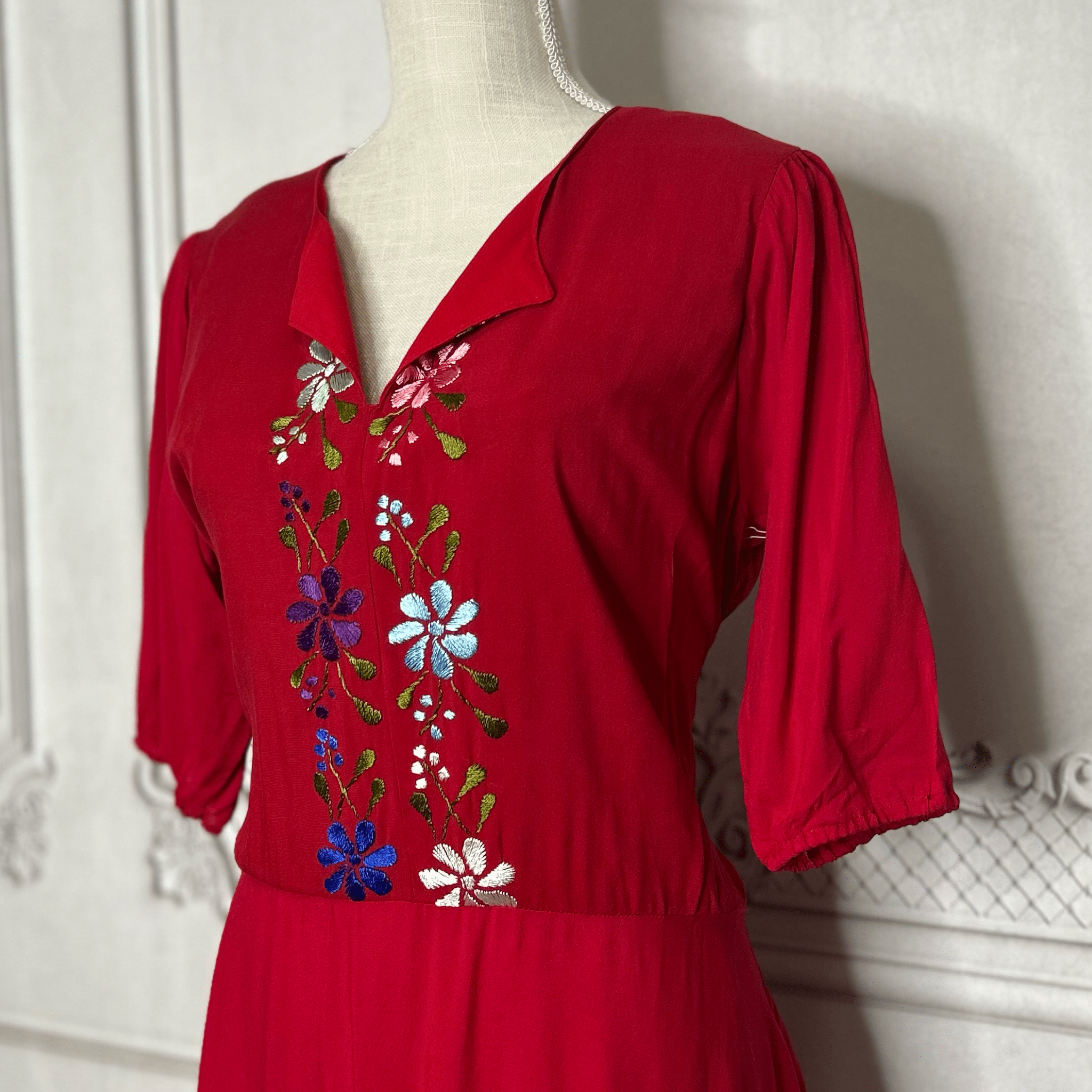 Mexican Embroidered Knee Length Dress - Margarita Mexican Embroidered Knee Length Dress - Margarita