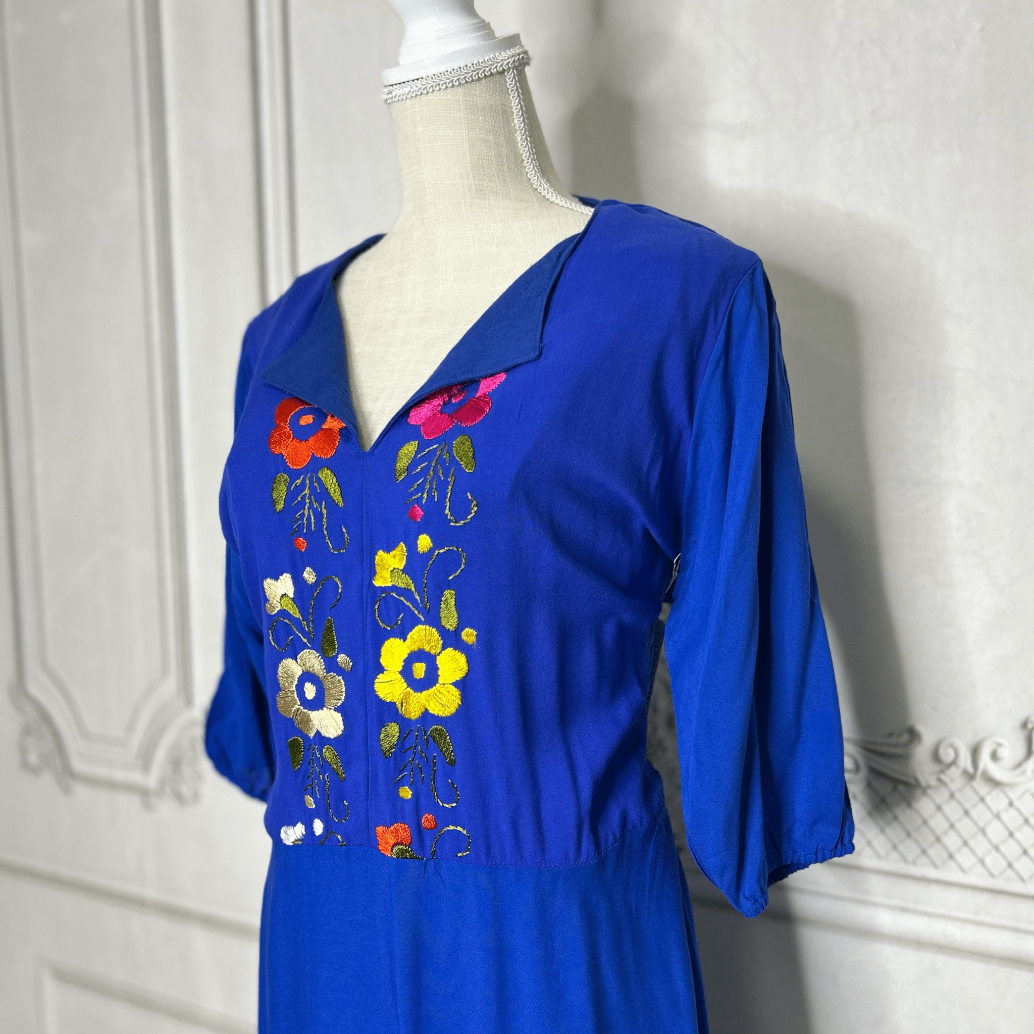 Mexican Embroidered Knee Length Dress - Margarita Mexican Embroidered Knee Length Dress - Margarita