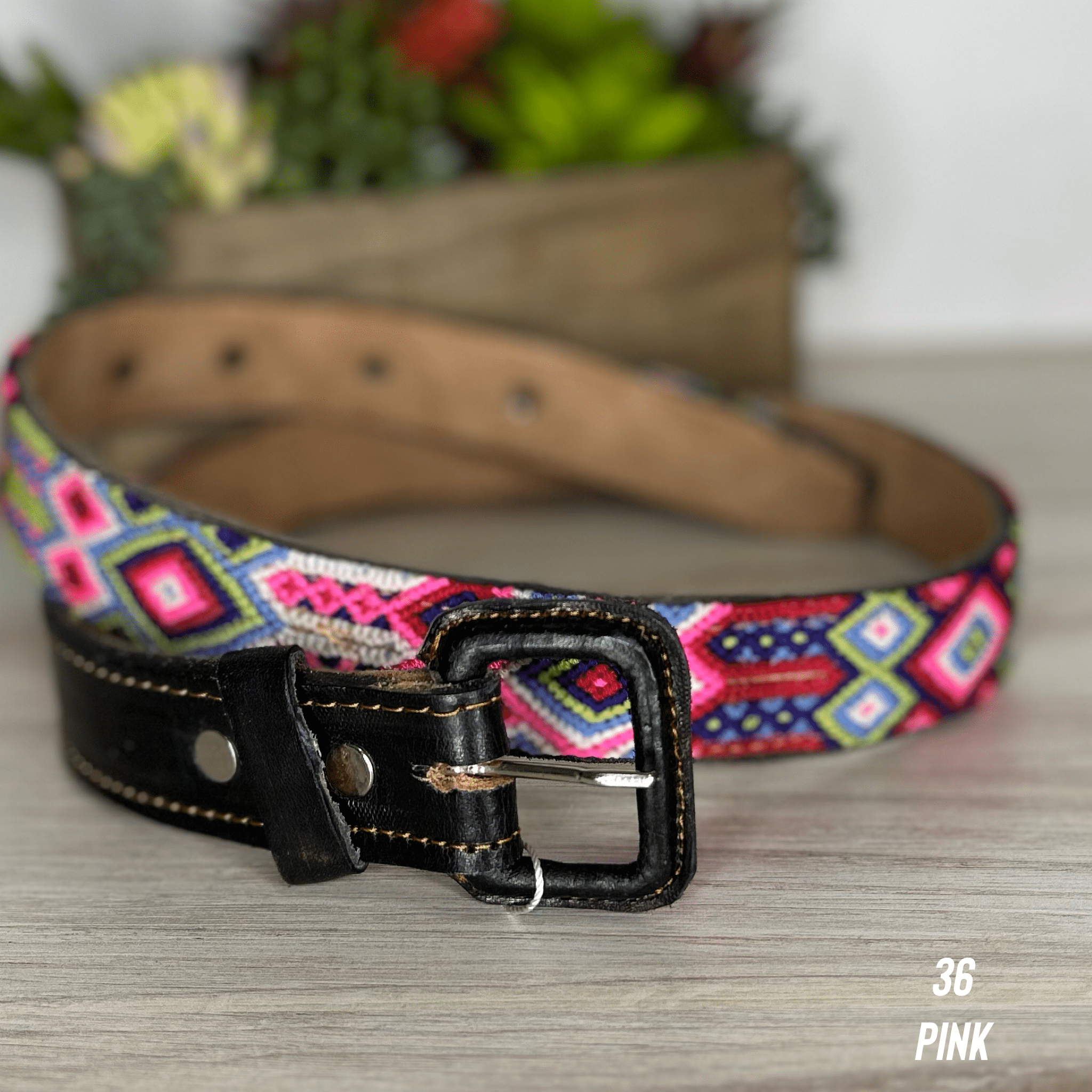 Mexican Embroidered Leather Belt