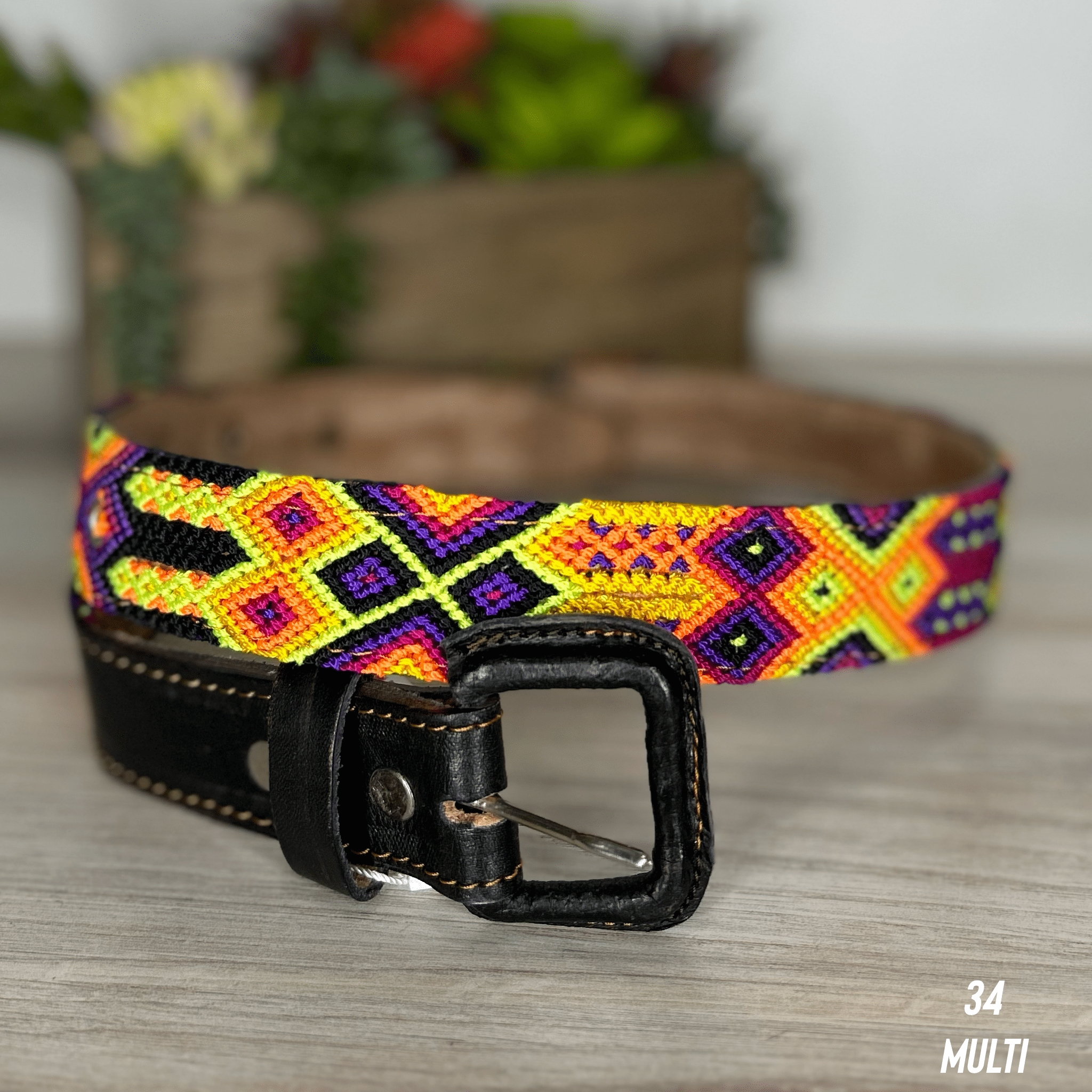 Mexican Embroidered Leather Belt