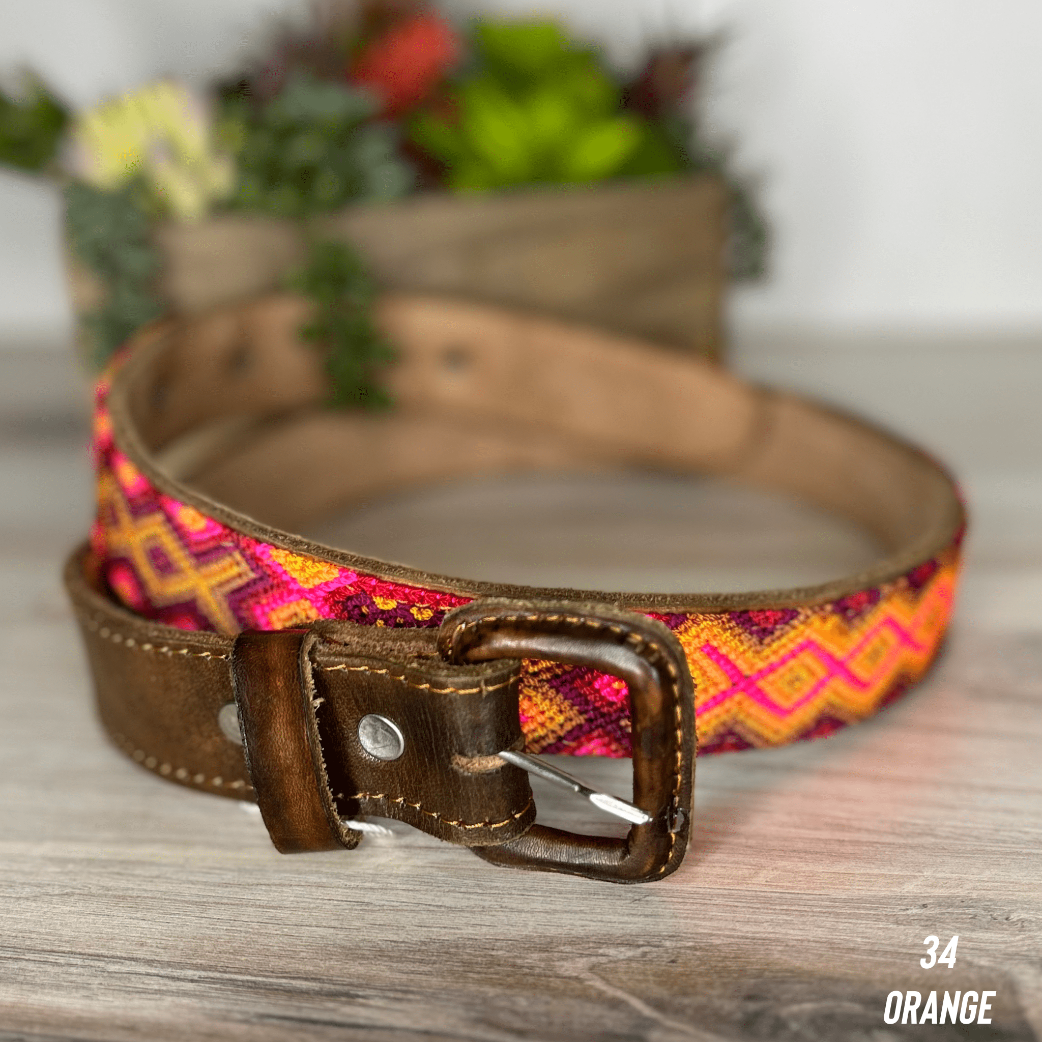 Mexican Embroidered Leather Belt