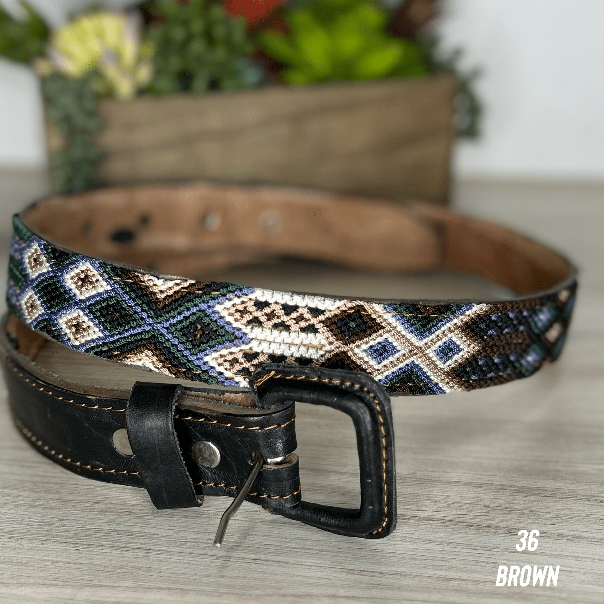 Mexican Embroidered Leather Belt