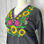 Mexican Embroidered Long Sleeve Sunflower Tunic Mexican Embroidered Long Sleeve Sunflower Tunic