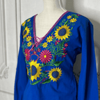 Mexican Embroidered Long Sleeve Sunflower Tunic Mexican Embroidered Long Sleeve Sunflower Tunic