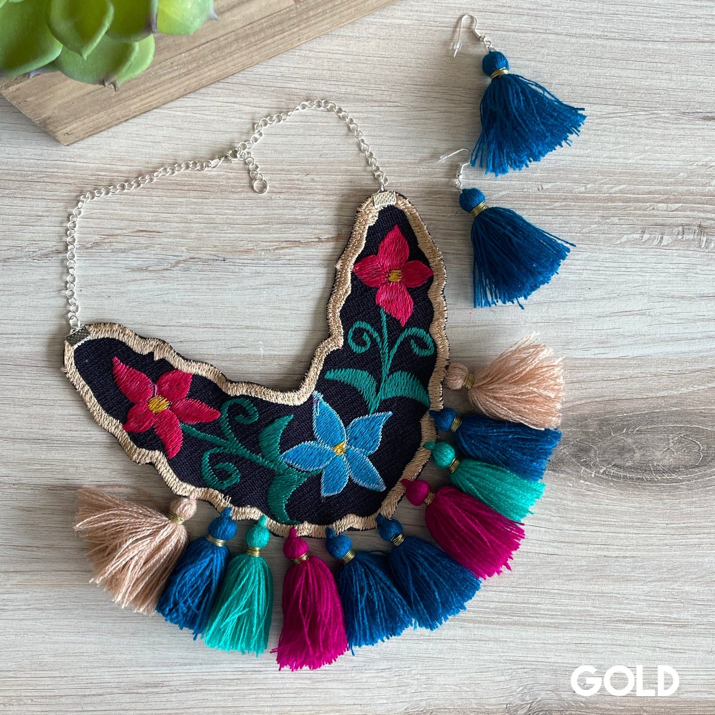 Mexican Embroidered Necklace Set