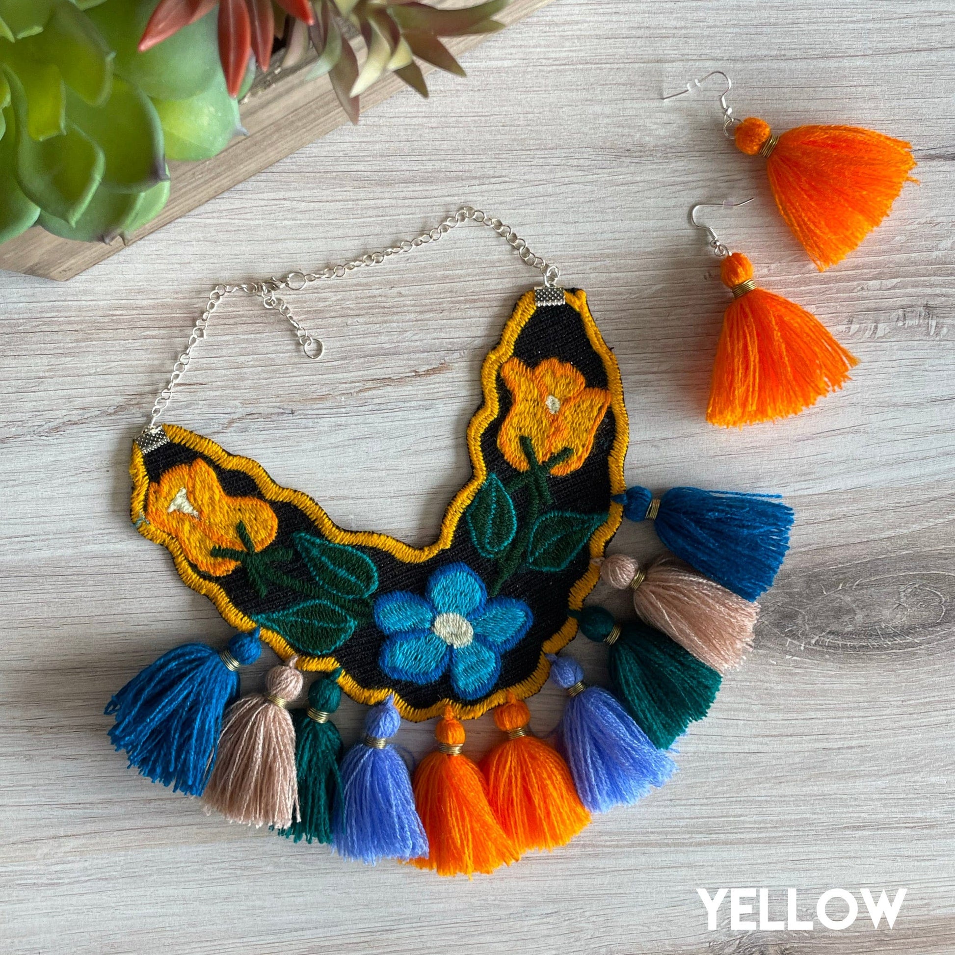 Mexican Embroidered Necklace Set