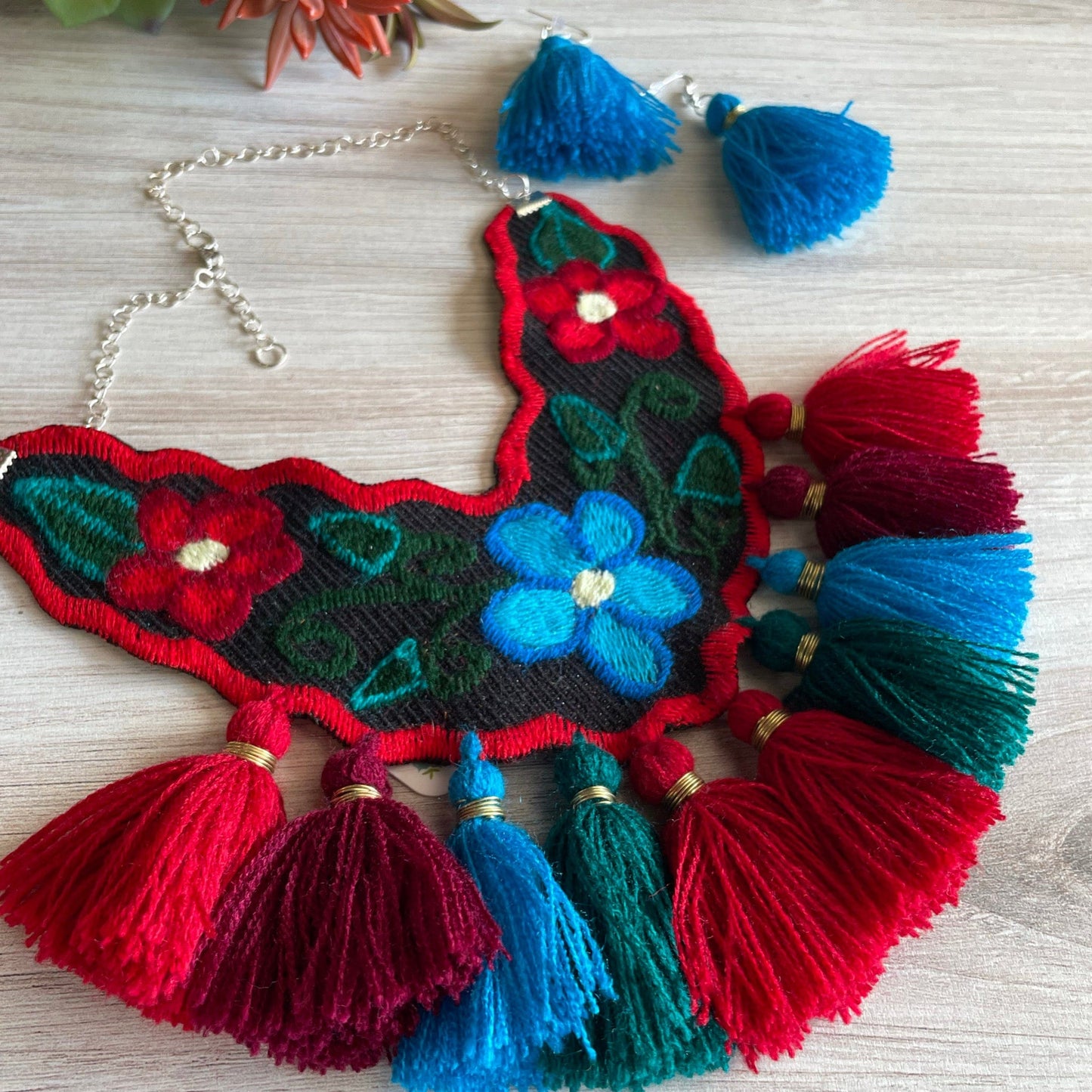 Mexican Embroidered Necklace Set