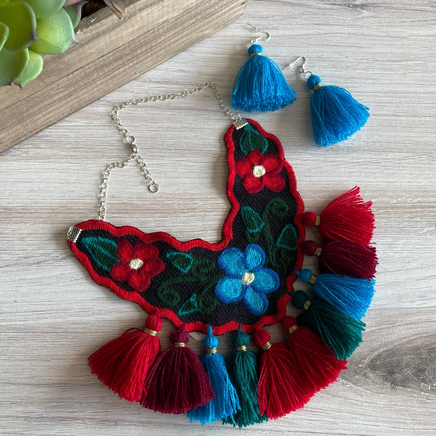 Mexican Embroidered Necklace Set