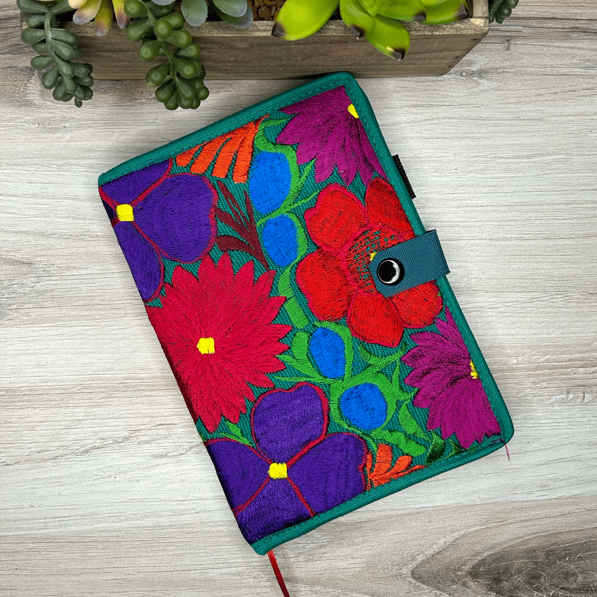 Mexican Embroidered Notebook Cover - Zinnia – Camelia Mexican Boutique