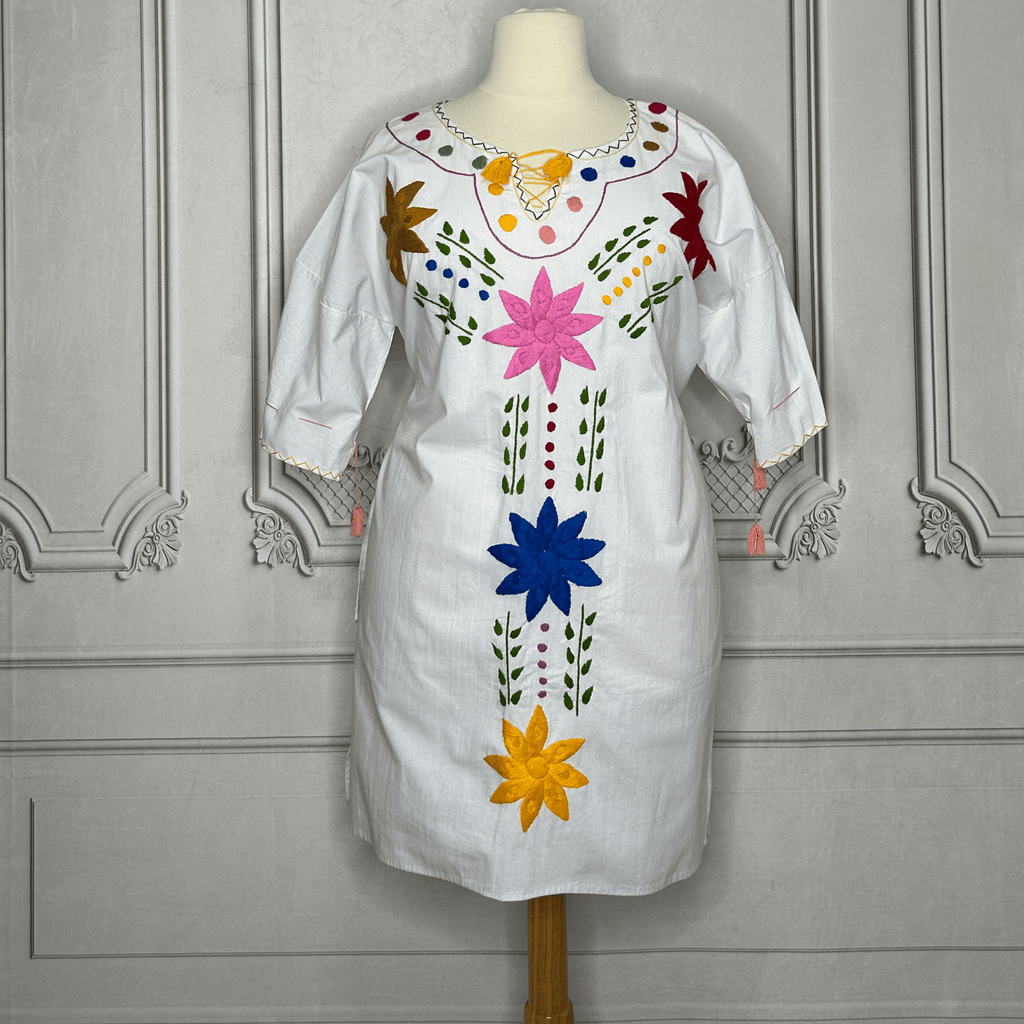 Mexican Embroidered Short Sleeve PLUS Size Dress - Jazmin Mexican Embroidered Short Sleeve PLUS Size Dress - Jazmin