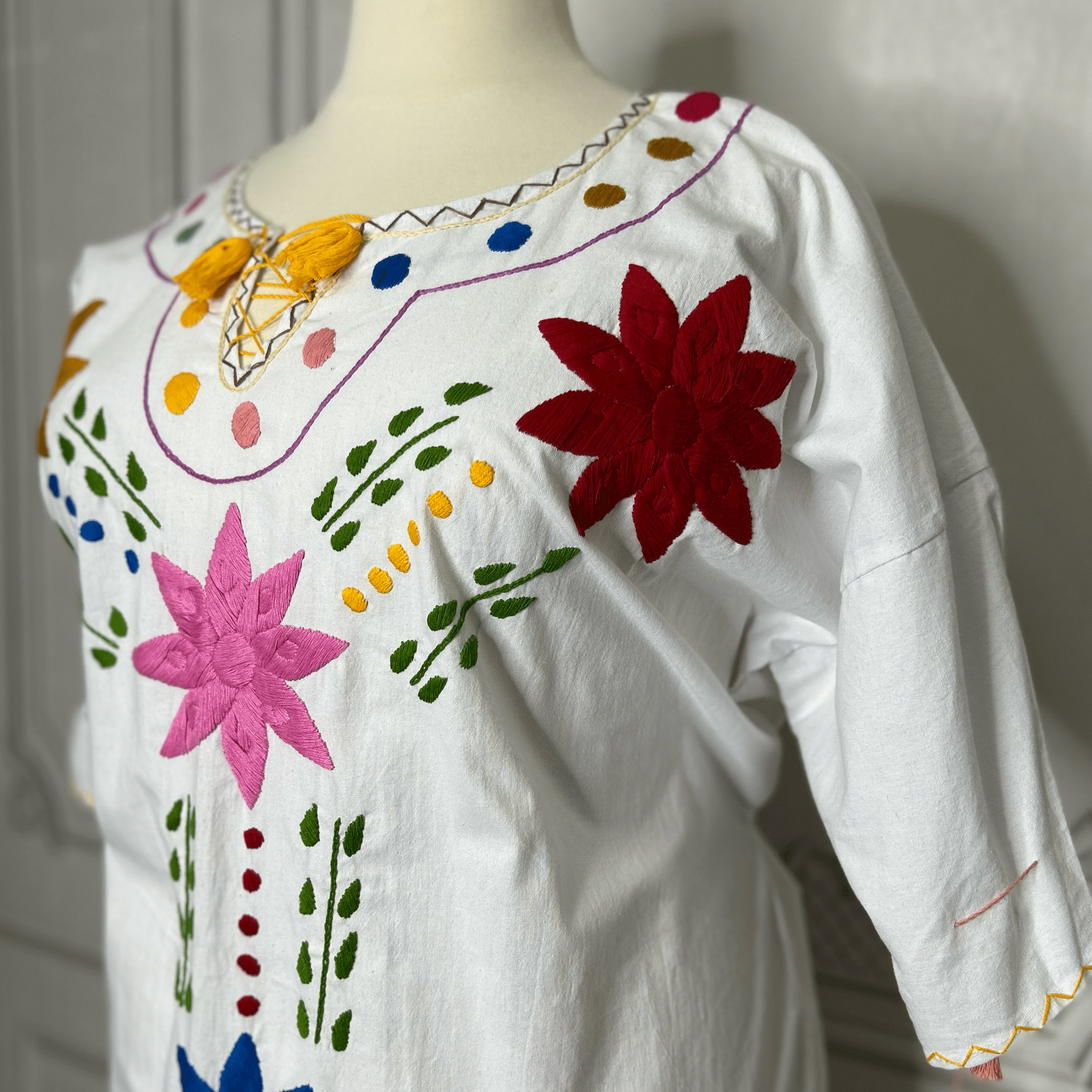 Mexican Embroidered Short Sleeve PLUS Size Dress - Jazmin Mexican Embroidered Short Sleeve PLUS Size Dress - Jazmin
