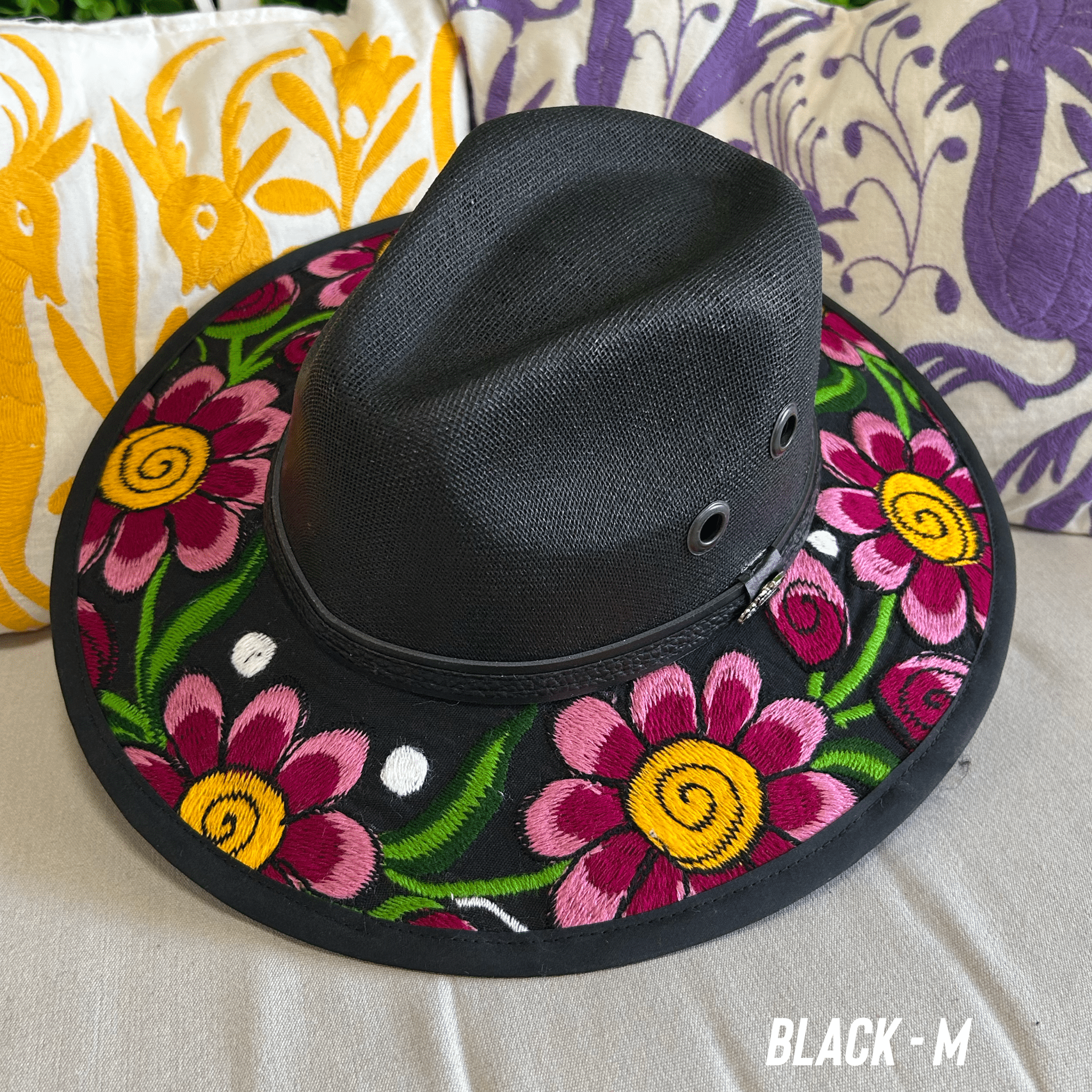 Mexican Embroidered Sun Hat - Daisy Multi Mexican Embroidered Sun Hat - Daisy Multi