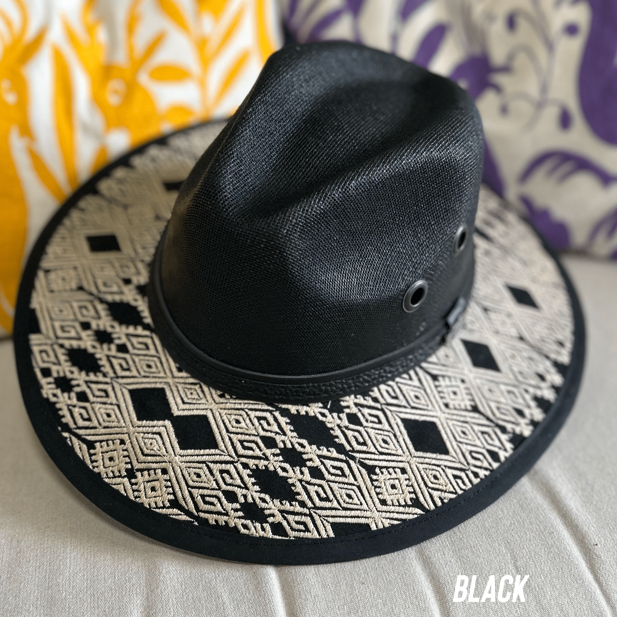 Mexican Embroidered Sun Hat - San Andres Gold Mexican Embroidered Sun Hat - San Andres Gold