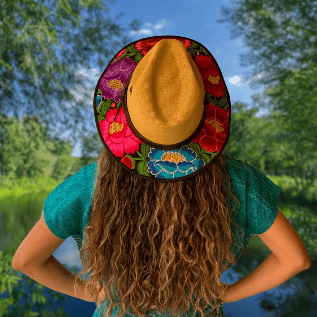 Mexican Embroidered Sun Hat Zinnia Mexican Embroidered Sun Hat Zinnia