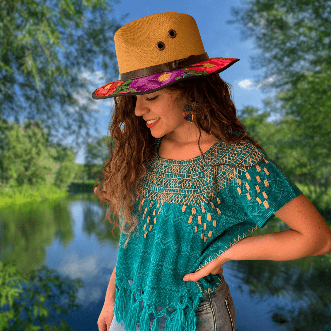 Mexican Embroidered Sun Hat Zinnia Mexican Embroidered Sun Hat Zinnia