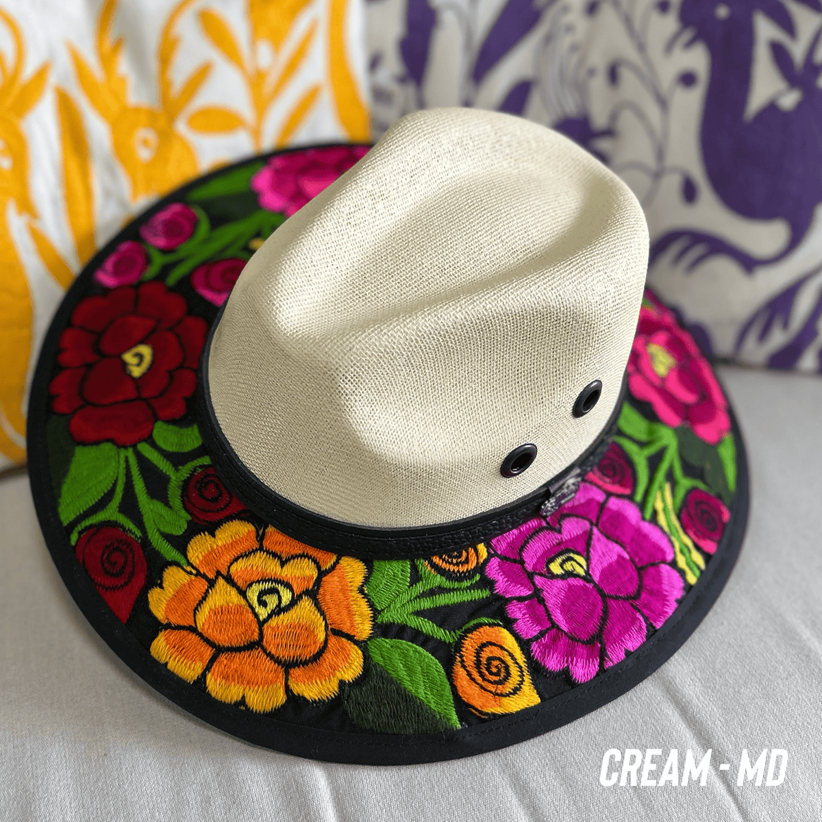 Mexican Embroidered Sun Hat Zinnia – Camelia Mexican Boutique display picture 1
