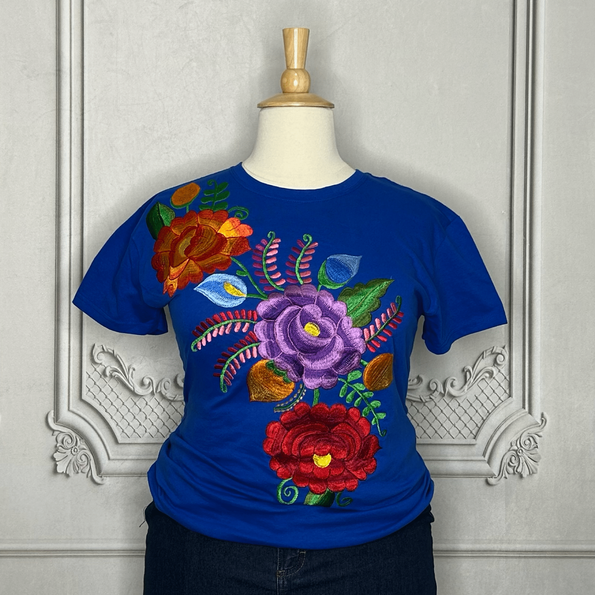 Mexican Embroidered T-Shirt - Zinnia Mexican Embroidered T-Shirt - Zinnia