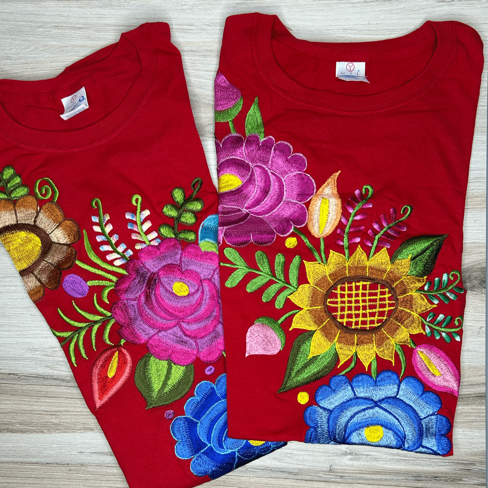 Mexican Embroidered T-Shirt - Zinnia Mexican Embroidered T-Shirt - Zinnia