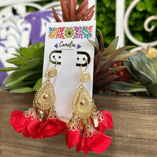 Mexican gold filigree earrings clearance