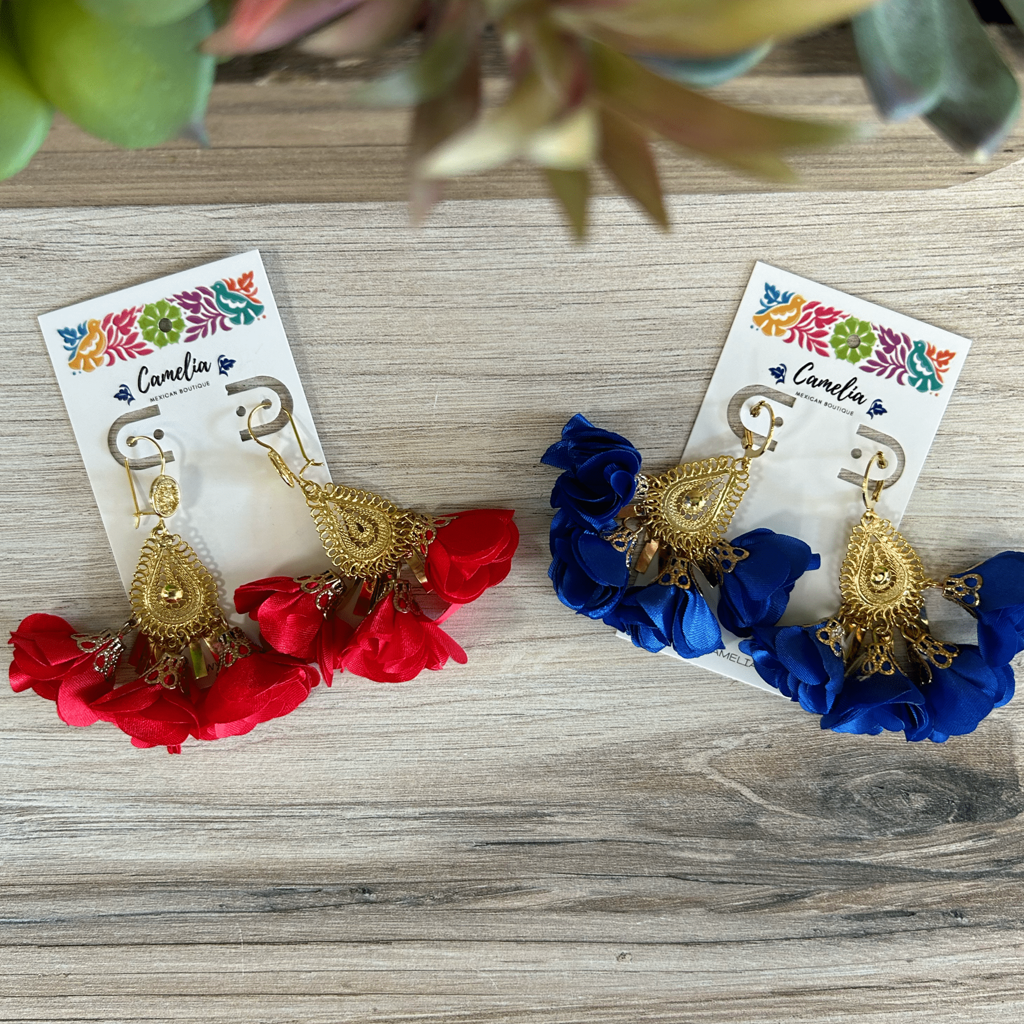 Mexican Flower Earrings - Teardrop