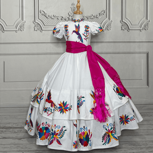 Mexican white dress with flowers hotsell