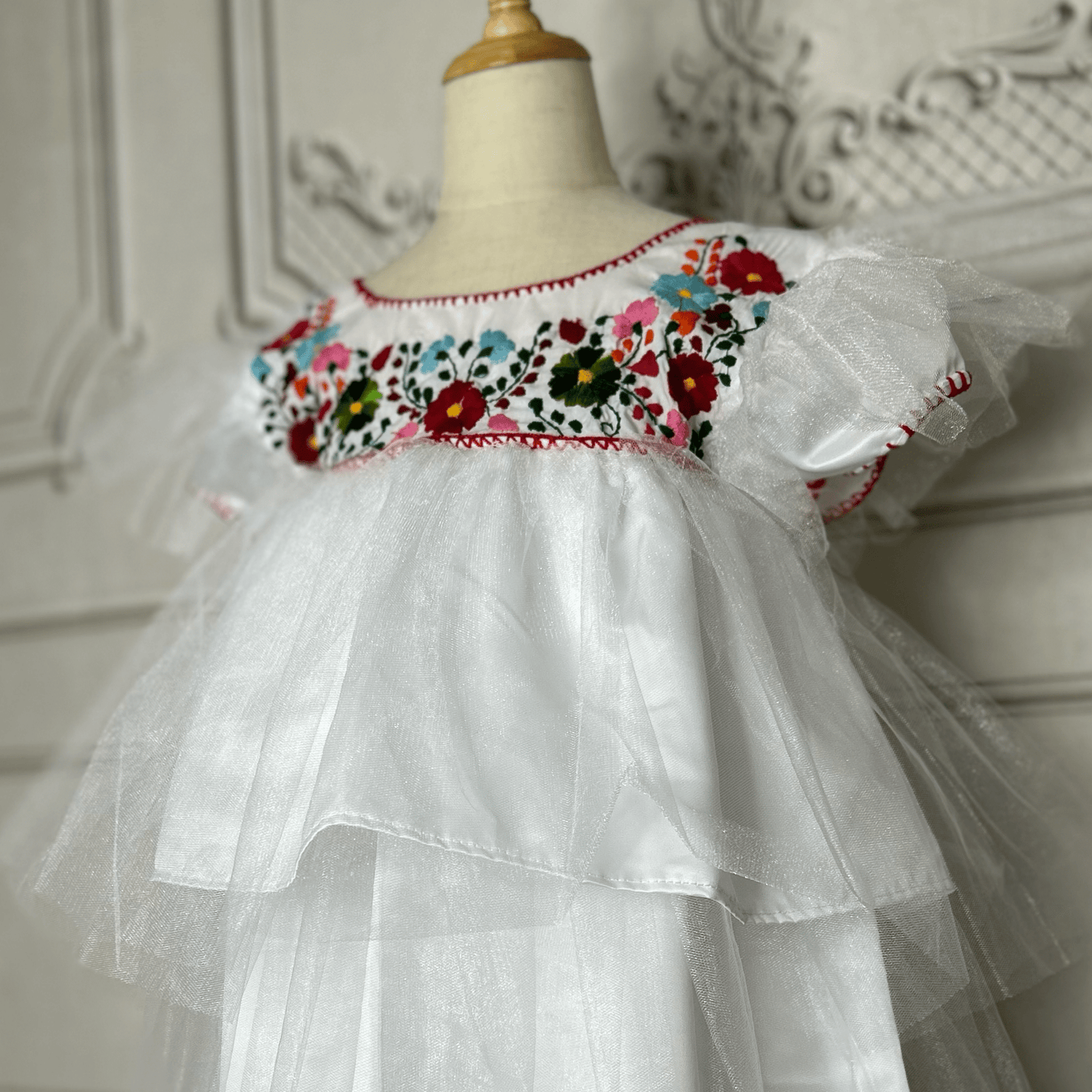 Mexican Flower Girl Dress Puebla Tulle