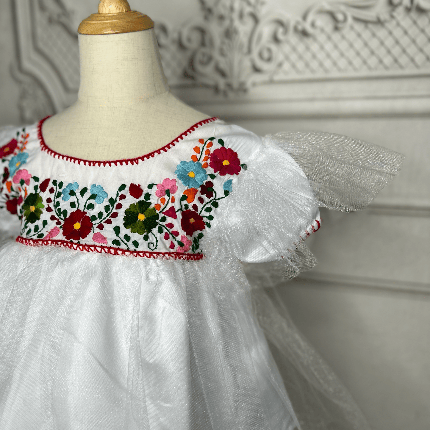 Mexican Flower Girl Dress Puebla Tulle