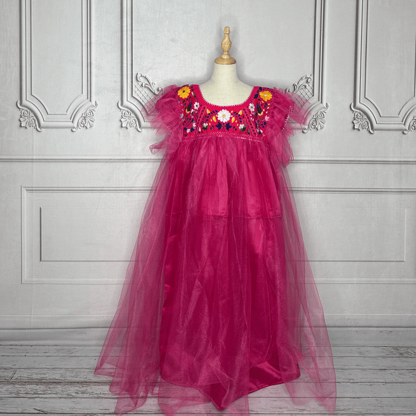 Mexican Flower Girl Dress Puebla Tulle