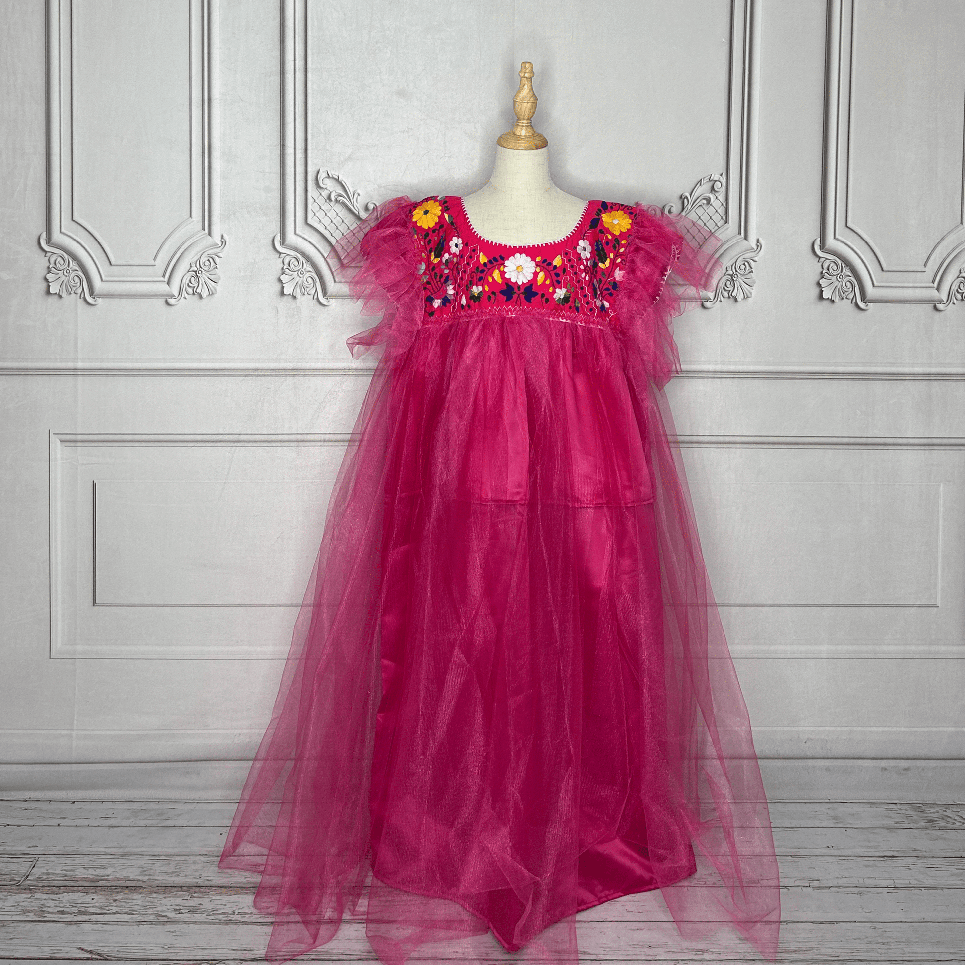 Mexican Flower Girl Dress Puebla Tulle