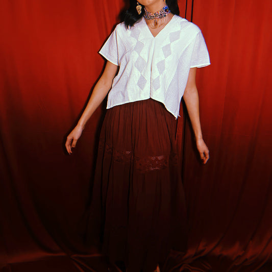 Mexican Gauze Lace Tiered Skirt Mexican Gauze Lace Tiered Skirt