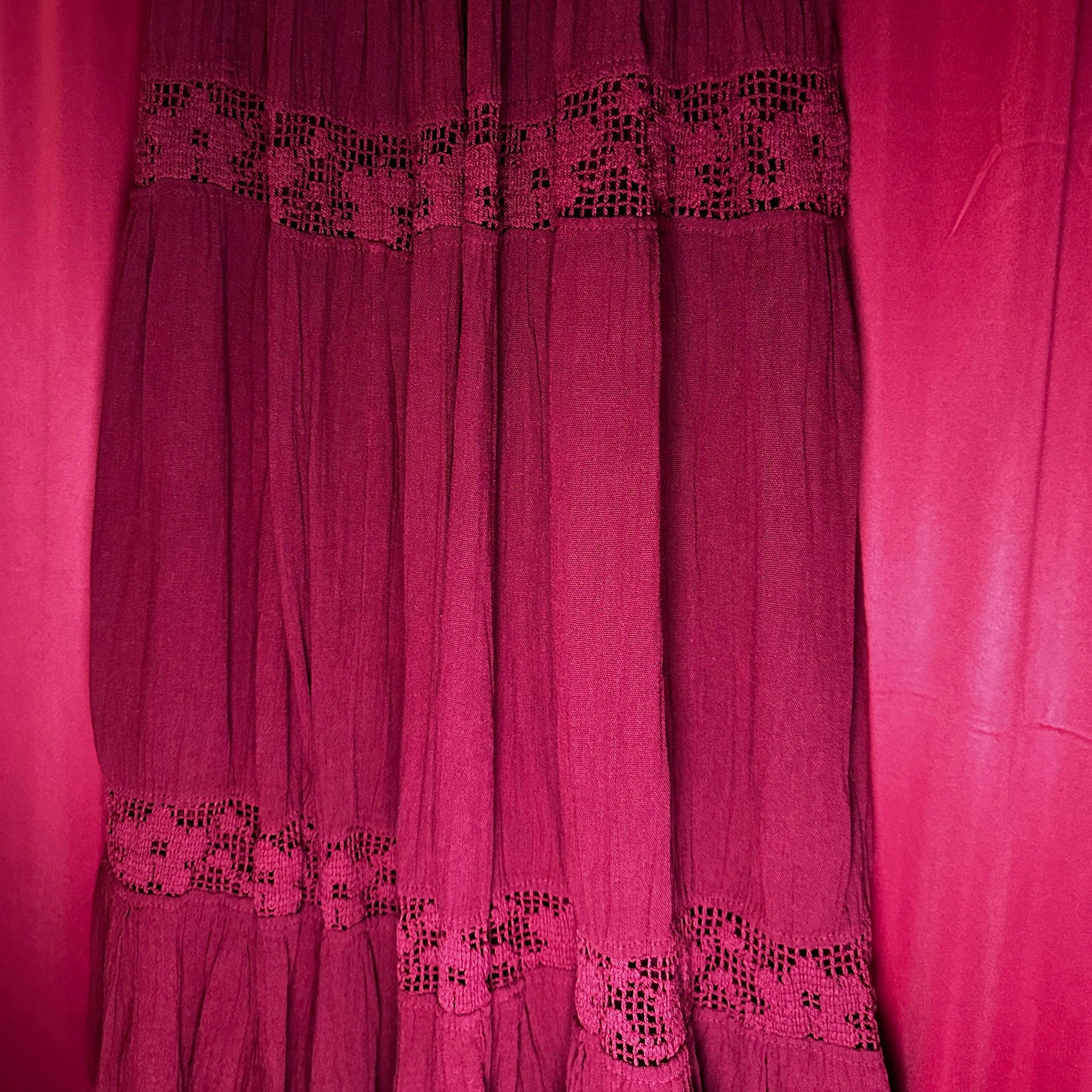 Mexican Gauze Lace Tiered Skirt Mexican Gauze Lace Tiered Skirt