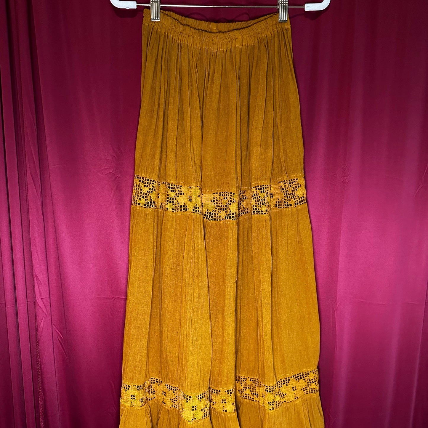 Mexican Gauze Lace Tiered Skirt Mexican Gauze Lace Tiered Skirt