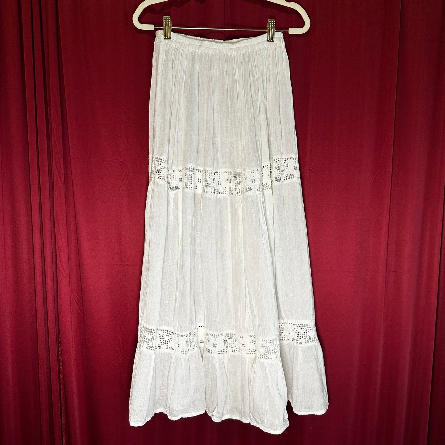 Mexican Gauze Lace Tiered Skirt Mexican Gauze Lace Tiered Skirt