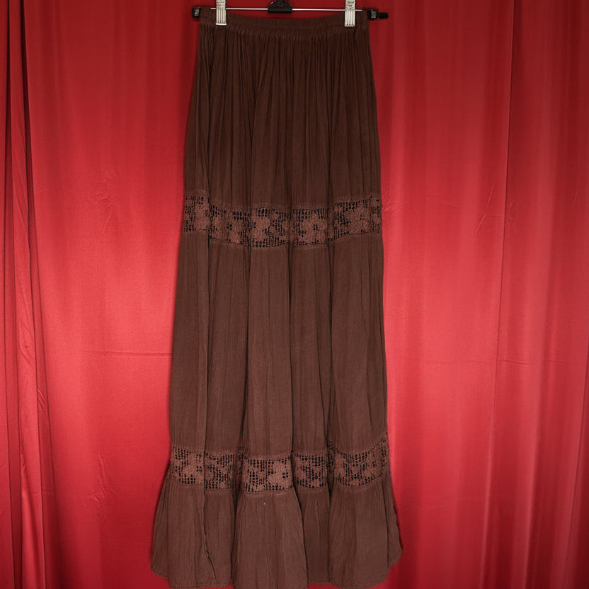 Mexican Gauze Lace Tiered Skirt Mexican Gauze Lace Tiered Skirt