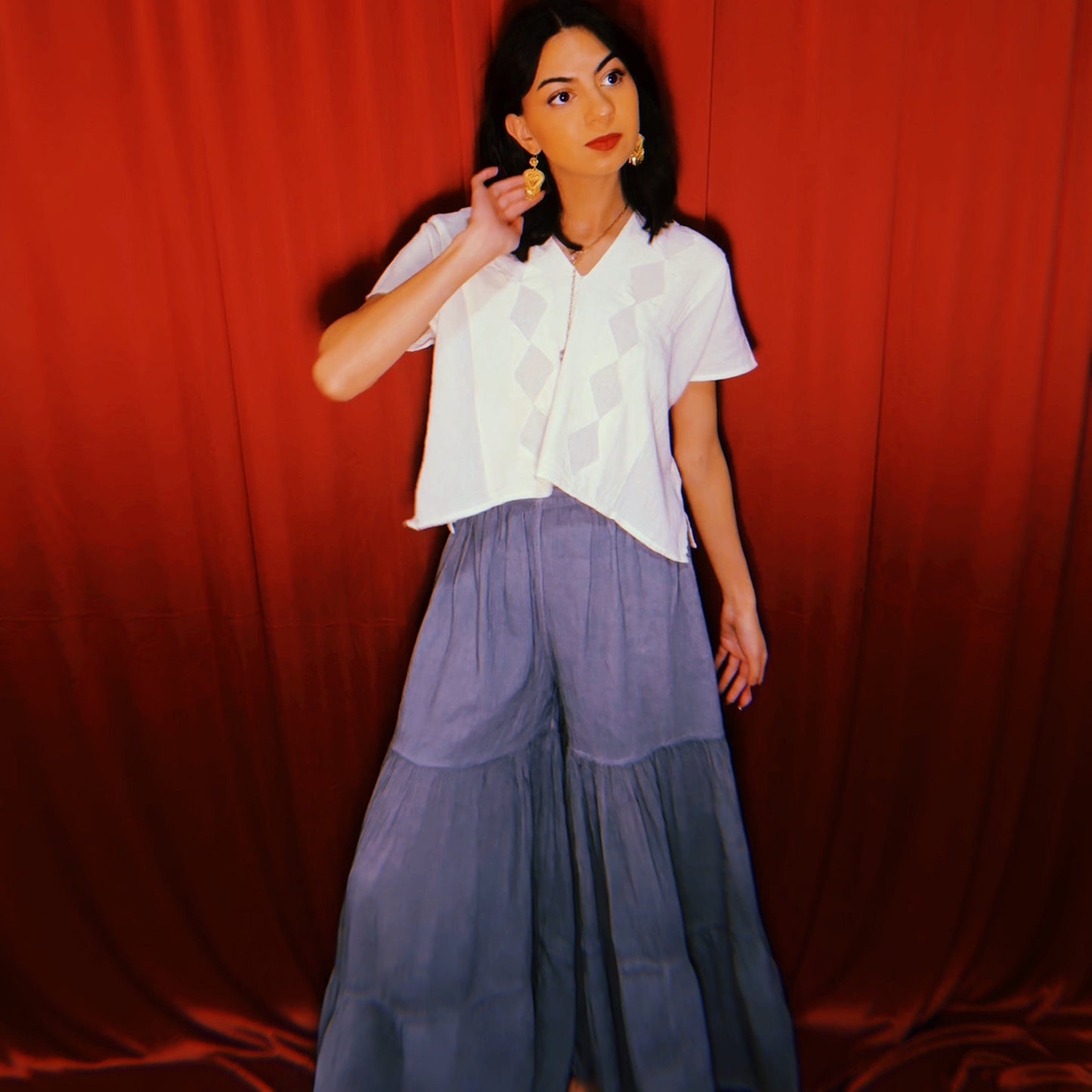 Mexican Gauze Tiered Selena Palazo Pants Mexican Gauze Tiered Selena Palazo Pants