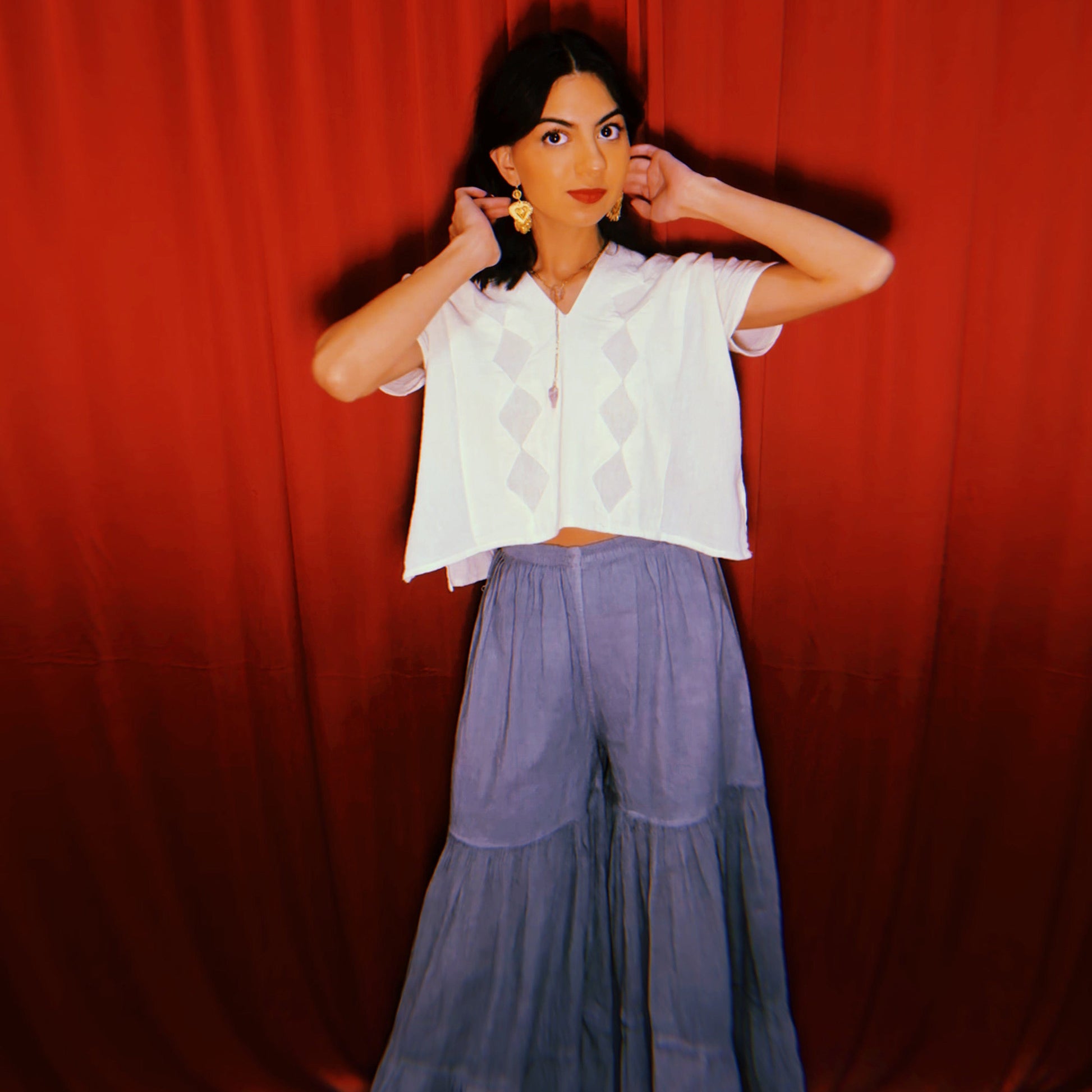 Mexican Gauze Tiered Selena Palazo Pants Mexican Gauze Tiered Selena Palazo Pants