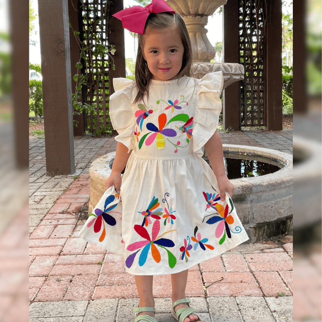 Mexican Girl Dress Otomi - Hummingbird Mexican Girl Dress Otomi - Hummingbird